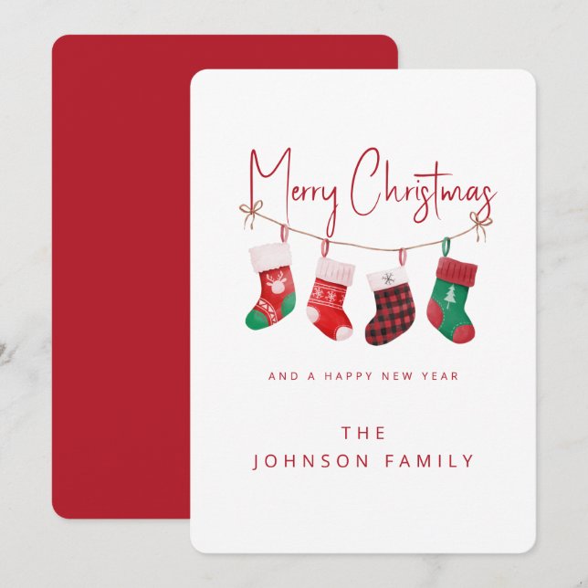 Cartes Pour Fêtes Annuelles Bas de Noël joyeux (Devant / Derrière)
