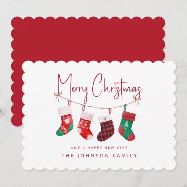 Cartes Pour Fêtes Annuelles Bas de Noël joyeux (Devant / Derrière)