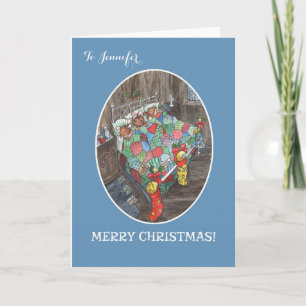 Cartes Pour Fêtes Annuelles Bas de Noël personnalisés mignonette à bois