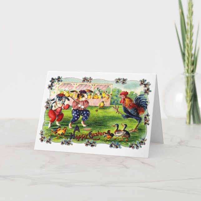 Cartes Pour Fêtes Annuelles Base-ball de Pâques (Devant)