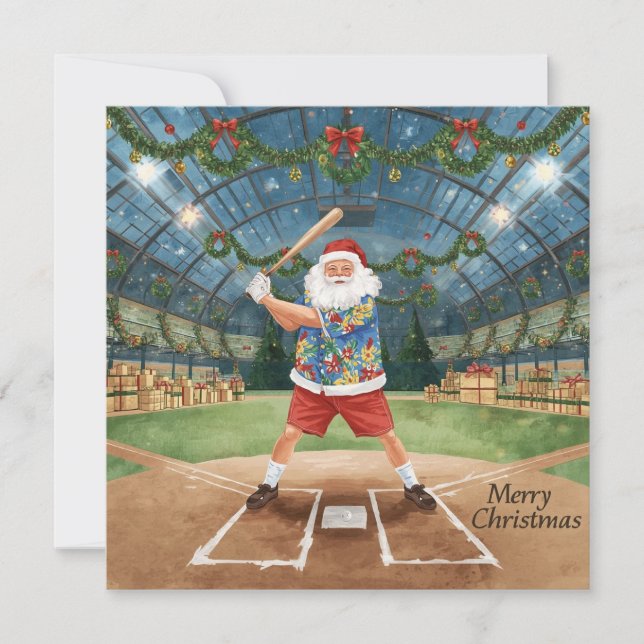 Cartes Pour Fêtes Annuelles Baseball Christmas with Santa Claus (Devant)