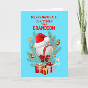 Cartes Pour Fêtes Annuelles Baseball de Noël de Grandson