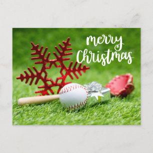 Cartes Pour Fêtes Annuelles Baseball Joyeux Noël avec balle et batte