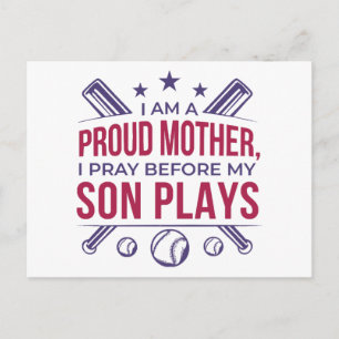 Cartes Pour Fêtes Annuelles Baseball Mère fière Je prie avant que mon fils jou