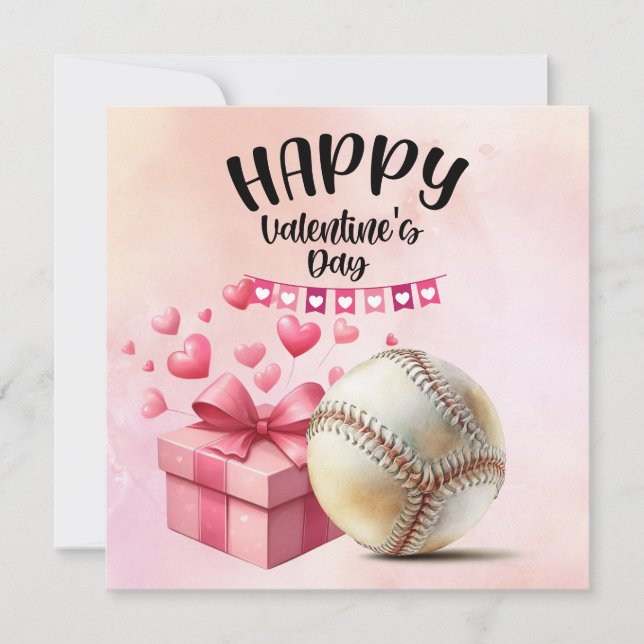 Cartes Pour Fêtes Annuelles Baseball pour la Saint-Valentin avec des cœurs (Devant)