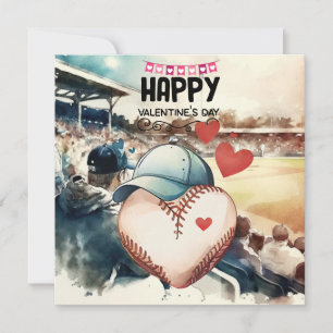 Cartes Pour Fêtes Annuelles Baseball pour la Saint-Valentin avec des cœurs