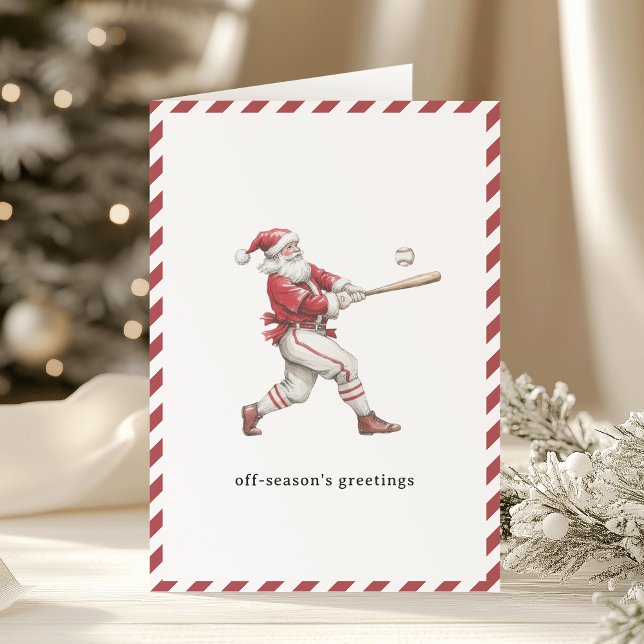Cartes Pour Fêtes Annuelles Baseball Santa Off-Season's Greetings Christmas (Créateur téléchargé)