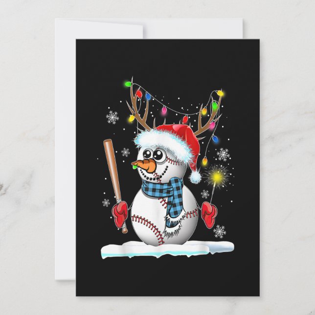 Cartes Pour Fêtes Annuelles Baseball Snowman Ball Reindee lumières de Noël Fu (Devant)