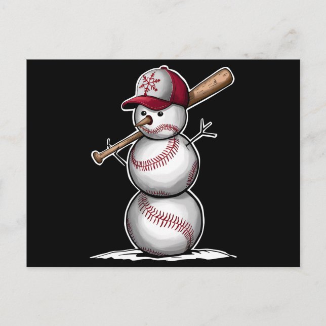 Cartes Pour Fêtes Annuelles Baseball Snowman Balls Neige Noël Noël Noël cadeau (Devant)