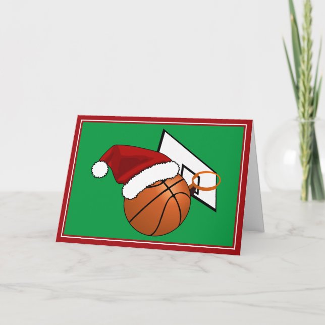 Cartes Pour Fêtes Annuelles Basket-ball et cerceau de Noël (Devant)