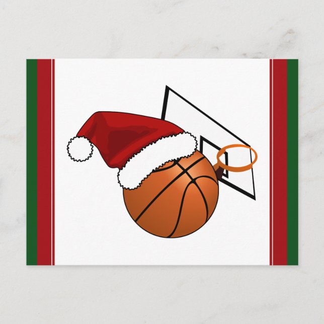 Cartes Pour Fêtes Annuelles Basket-ball et cerceau de Noël (Devant)
