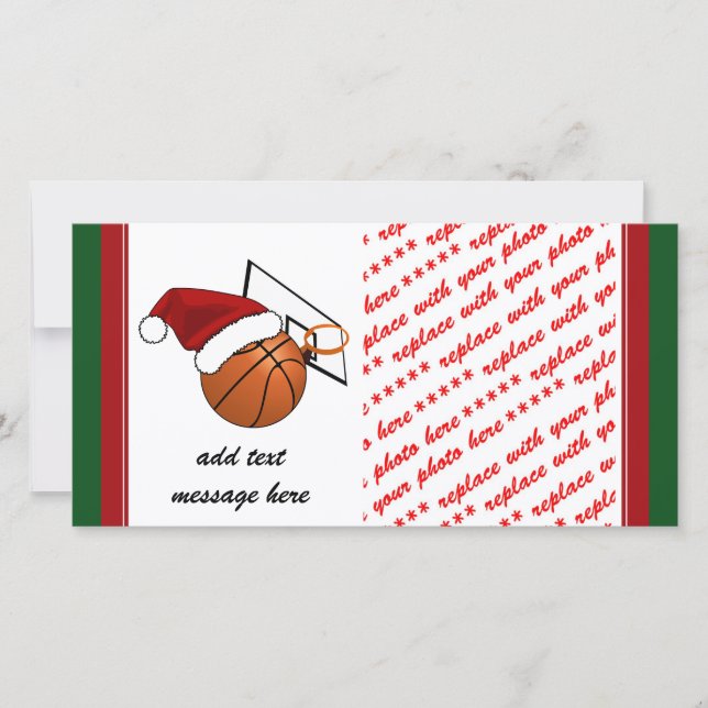 Cartes Pour Fêtes Annuelles Basket-ball et cerceau de Noël (Devant)