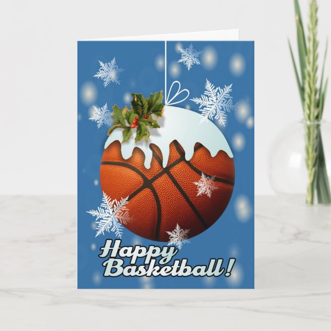 Cartes Pour Fêtes Annuelles Basket-ball heureux (Devant)