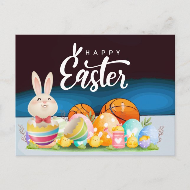 Cartes Pour Fêtes Annuelles Basket-ball Joyeux vacances de Pâques au joueur (Devant)