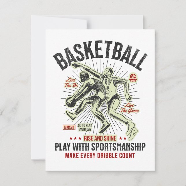 Cartes Pour Fêtes Annuelles Basket-Ball - Lever & Briller Jouer Avec Sportif (Devant)