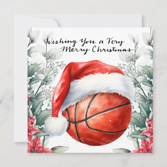 Cartes Pour Fêtes Annuelles Basket-ball sur le thème de Noël (Devant)