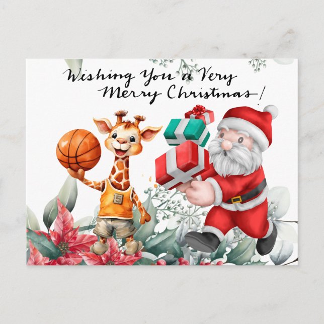Cartes Pour Fêtes Annuelles Basket-ball sur le thème de Noël (Devant)
