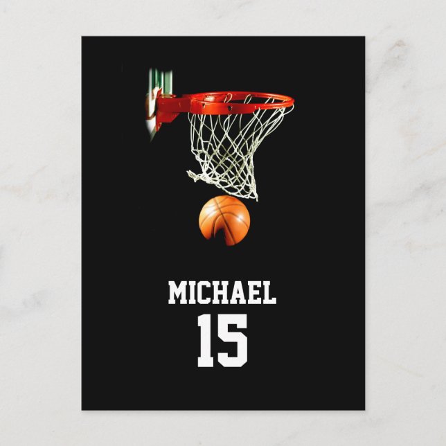 Cartes Pour Fêtes Annuelles Basket-ball Votre nom (Devant)