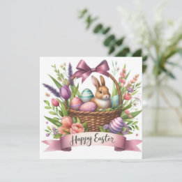 Cartes Pour Fêtes Annuelles Basket de Pâques mignoné illustration florale