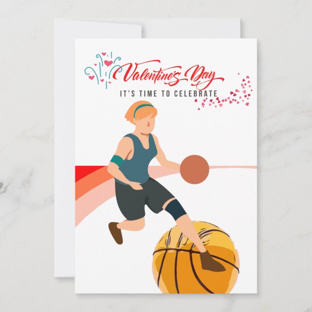 Cartes Pour Fêtes Annuelles Basketball pour la Saint-Valentin avec amour    (Devant)