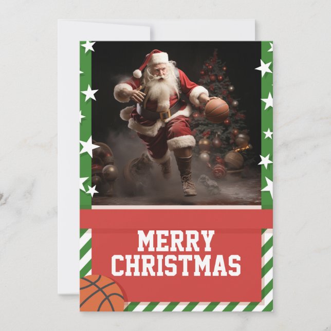 Cartes Pour Fêtes Annuelles Basketball santa claus (Devant)