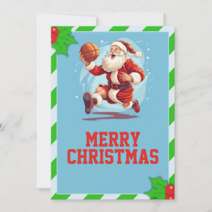 Cartes Pour Fêtes Annuelles Basketball santa claus Carton