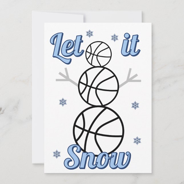 Cartes Pour Fêtes Annuelles Basketball Snowman Let It Snow Flat Holiday Card (Devant)