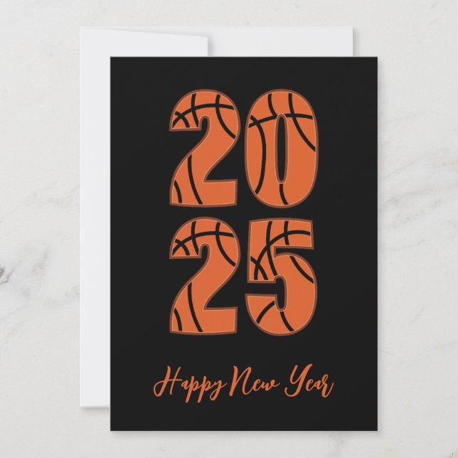 Cartes Pour Fêtes Annuelles Basketball style simple heureux nouvelle année car (Devant)