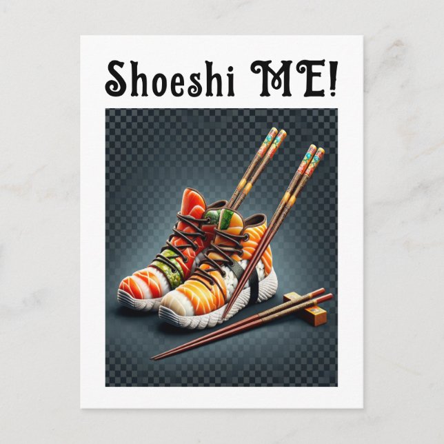 Cartes Pour Fêtes Annuelles Baskets Sushi avec Humour de Baguettes (Devant)