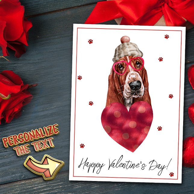Cartes Pour Fêtes Annuelles Basset Hound Amoureux des chiens Valentine Cadeau (Créateur téléchargé)