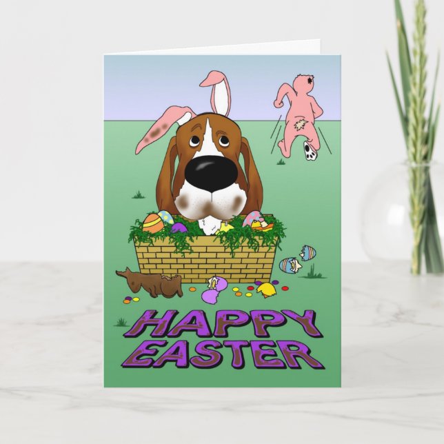 Cartes Pour Fêtes Annuelles Basset Hound Bonne Pâques (Devant)