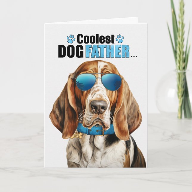 Cartes Pour Fêtes Annuelles Basset Hound Chien Coolest Papa Fête des pères (Devant)