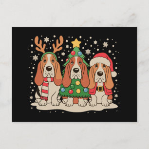 Cartes Pour Fêtes Annuelles Basset Hound de Noël Santa Renne Chien Xmas