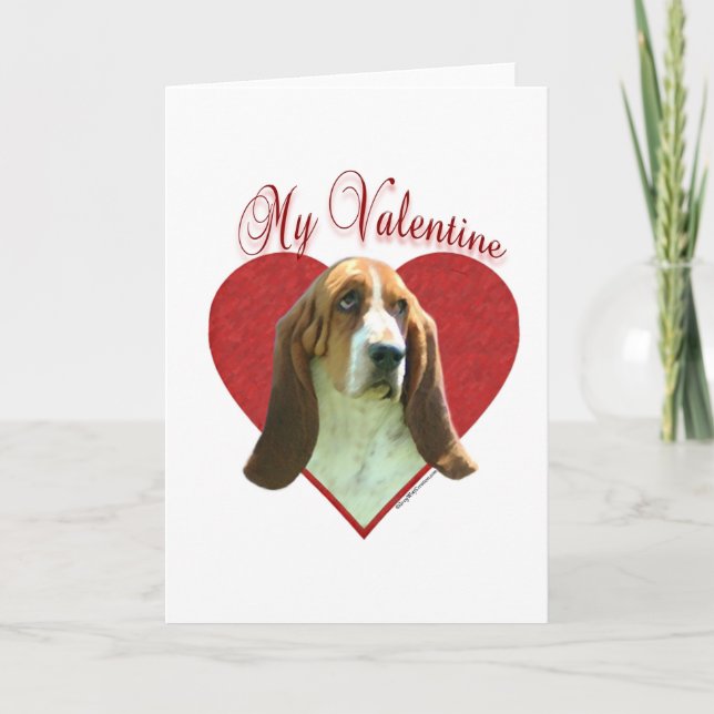 Cartes Pour Fêtes Annuelles Basset Hound My Valentine (Devant)