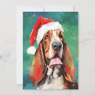 Cartes Pour Fêtes Annuelles Basset Hound Peinture de Noël