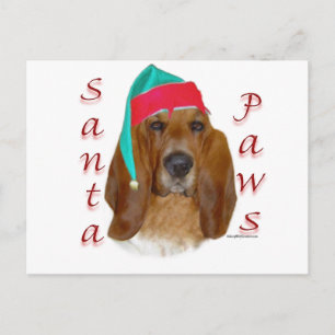 Cartes Pour Fêtes Annuelles Basset Hound Père Noël Paws