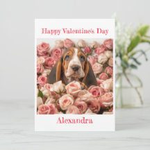 Basset Hound personnalisé en Valentine Rose
