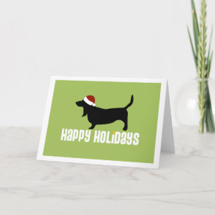 Cartes Pour Fêtes Annuelles Basset Hound Santa Hat