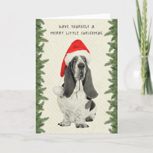 Cartes Pour Fêtes Annuelles Basset Hound Style Vintage Noël