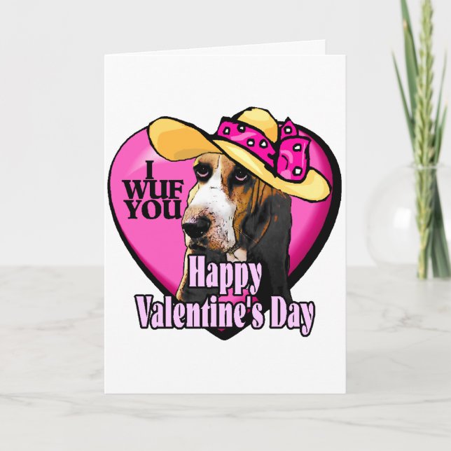 Cartes Pour Fêtes Annuelles Basset Hound Valentines Jour Cadeaux (Devant)