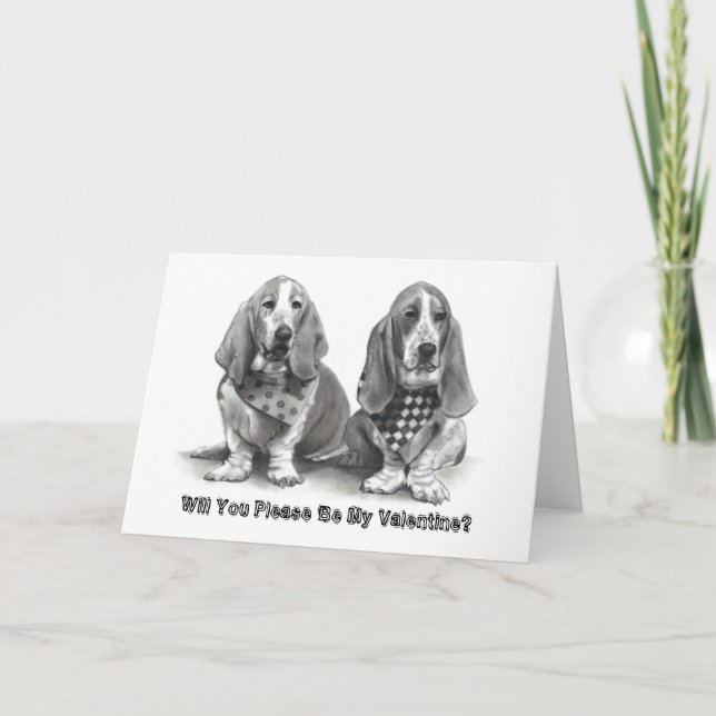 Cartes Pour Fêtes Annuelles BASSET HOUNDS, Serez-Vous Ma Saint-Valentin, S'Il  (Devant)