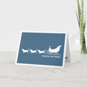Cartes Pour Fêtes Annuelles Basset Hounds tirant Père Noël Sleigh