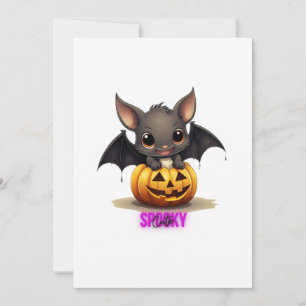Cartes Pour Fêtes Annuelles Bat adorable sur Citrouille mignonne Halloween Déc