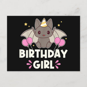 Cartes Pour Fêtes Annuelles Bat-chat fille d'anniversaire mignonne