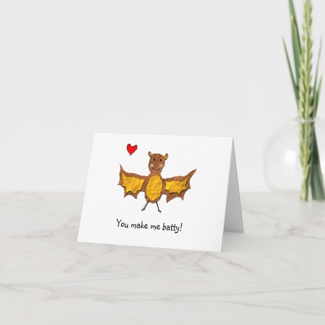 Cartes Pour Fêtes Annuelles Bat Valentine's Day Card - Animal Pun Series (Devant)