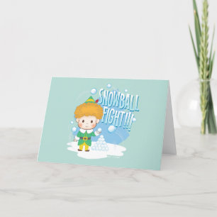 Cartes Pour Fêtes Annuelles Bataille de boules de neige avec Buddy l'Elf !