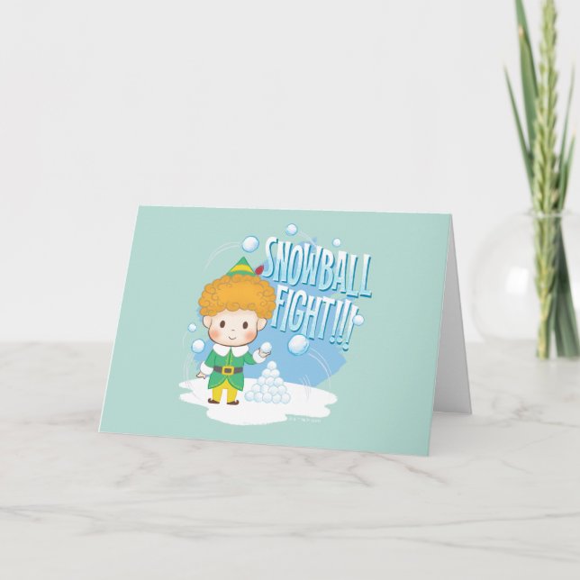 Cartes Pour Fêtes Annuelles Bataille de boules de neige avec Buddy l'elfe ! (Devant)