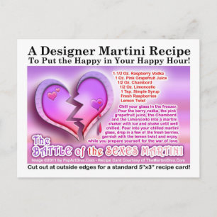 Cartes Pour Fêtes Annuelles Bataille des Sexes Valentine Martini Recette Postc