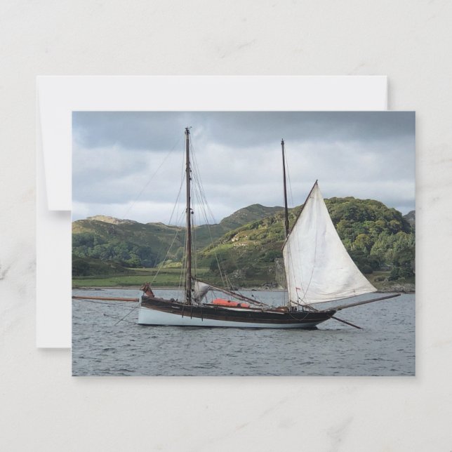 Cartes Pour Fêtes Annuelles Bateau à voile à Loch Crinan, Ecosse (Devant)