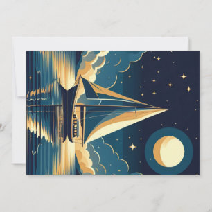Cartes Pour Fêtes Annuelles Bateau à voile la nuit
